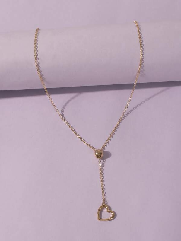 Heart Pendant Y-lariat Necklace for Women