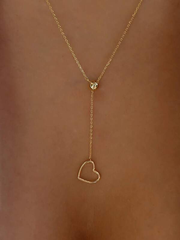 Heart Pendant Y-lariat Necklace for Women