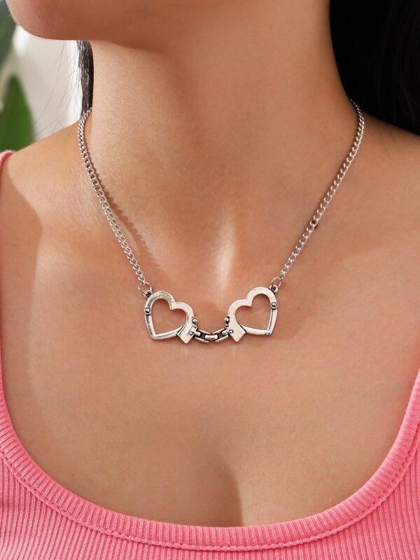 Heart Shaped Handcuffs Decor Necklace for Women
