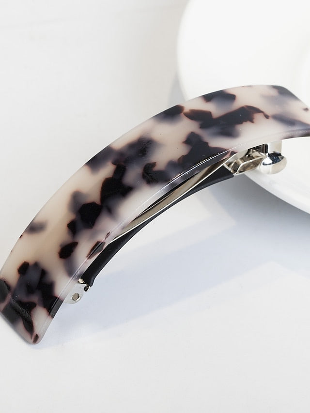 1PC Girls' Hair Clip Large French Barrettes for Women Fine Thick Hair Classic Tortoise Shell Hair Clips Wide Curved Celluloid Ponytail Holder Clamp Fashion Hair Accessories Automatic Clasp for Women