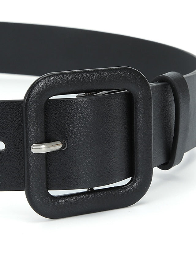 Unisex PU Buckle Belt PU Leather Prong Buckle Plain Classic Casual Party Work Violet Black Pink Brown for Women