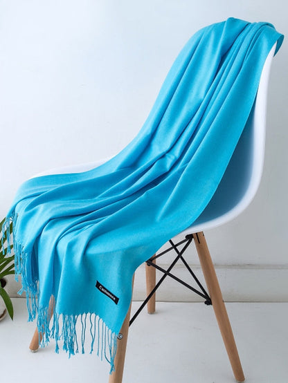 1pcs Solid Color Hijabs Imitation Cashmere Scarf Women All Season Long Shawls And Wraps Hijab Scarves Tassels Thin Headband for Women