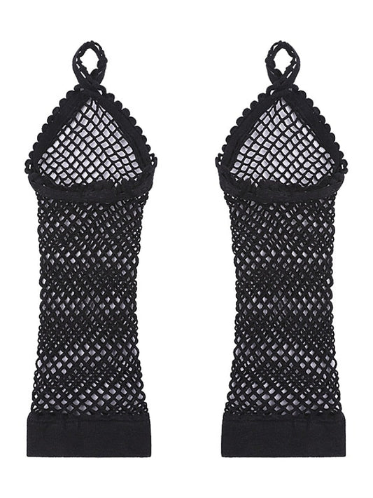 1 Pair Fishnet Fingerless Long Driving Black Gloves Leg Arm Cuff Party Wear Fancy Dress for Sexy Beautiful Arm Sleeve for Women
