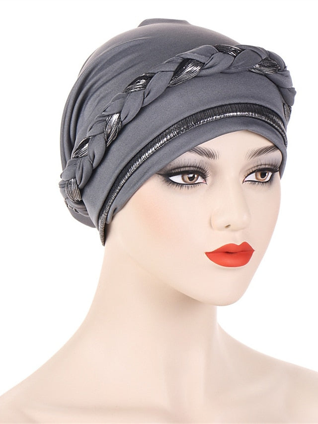 8 Colors Muslim Women Inner Caps Braided Bandanas Hijab Comfort Fashion Turban Hat Colorful Chemo Hats Head Wearing turbante for Women