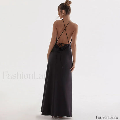 High Split Sleeveless Evening Maxi Dress - Black