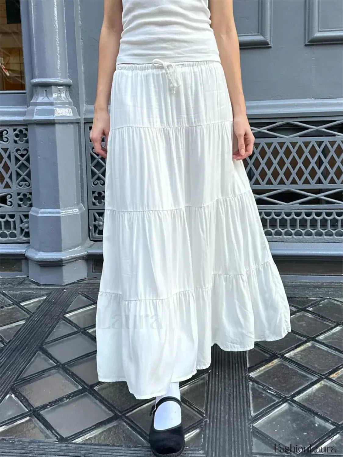 High Waist A-line Loose Faldas Casual Simple Short Sleeve Tee