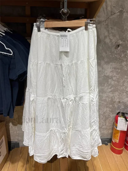 High Waist A-line Loose Faldas Casual Simple Short Sleeve Tee