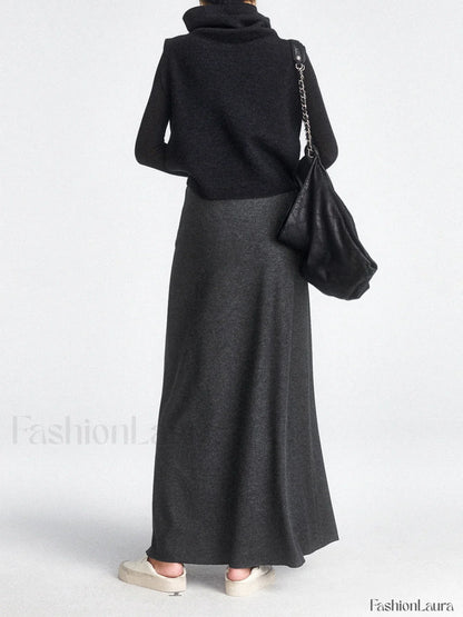 High Waist Graceful Flowy Maxi Skirt