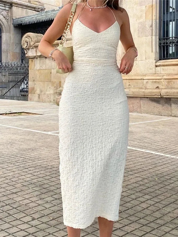 FashionSierra - 2025 Long Woman Fall Solid Robe Summer Midi Dress