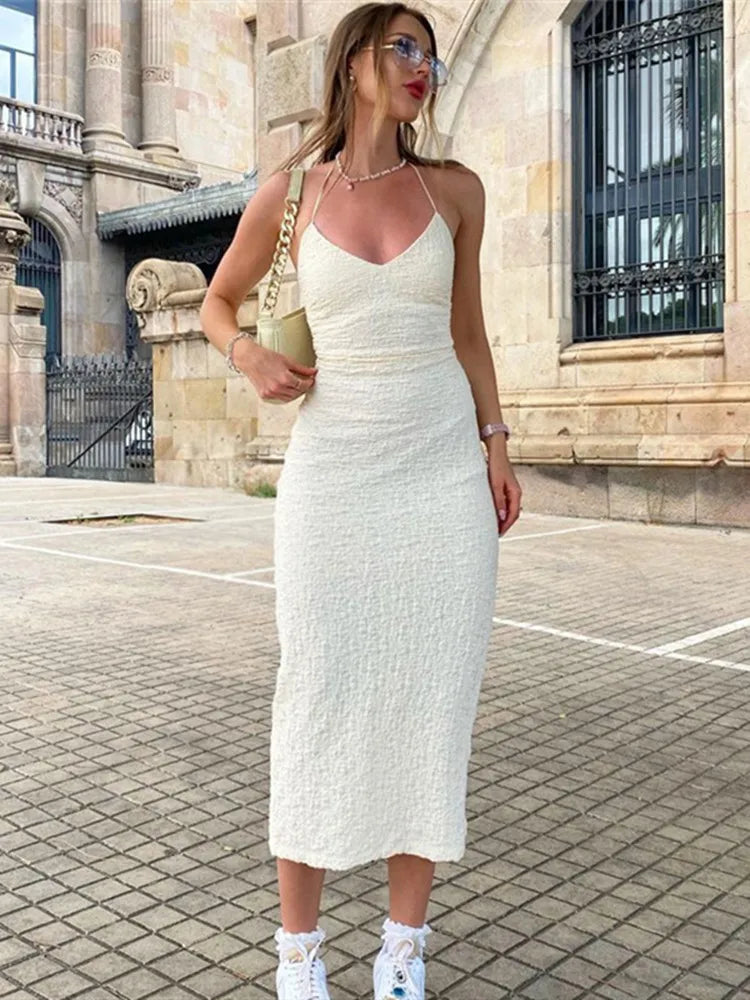 FashionSierra - 2025 Long Woman Fall Solid Robe Summer Midi Dress