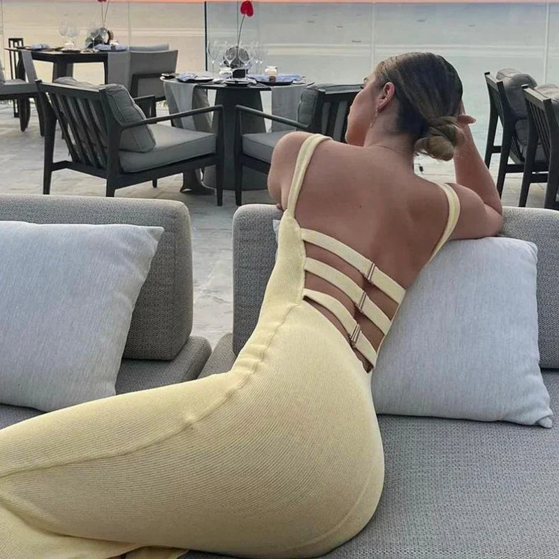 FashionSierra - Women Fit Wrap Bodycon Vintage Knitted Long Club Party Maxi Dress