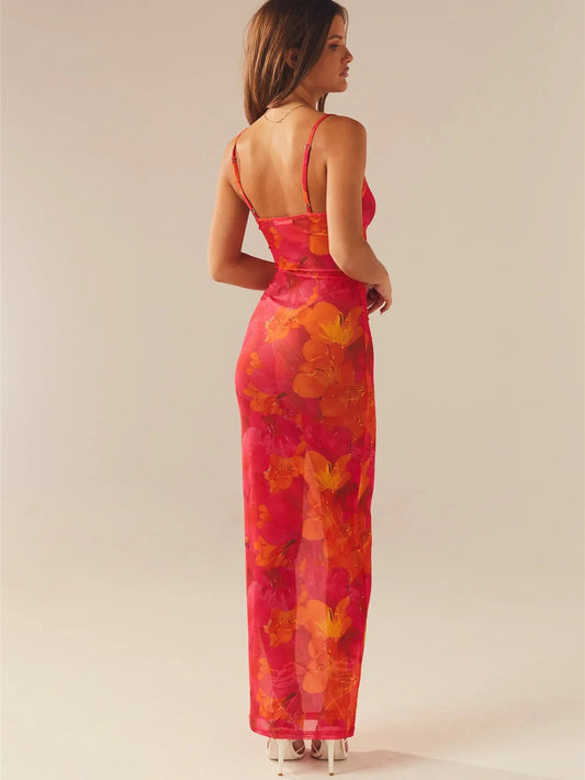 FashionSierra - Spaghetti Strap Floral Print Party Club Vintage Summer Holiday Maxi Dress