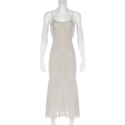 FashionSierra - V Neck Sleeveless Backless Vestidos Female Elegant Evening Party Robe Maxi Dress
