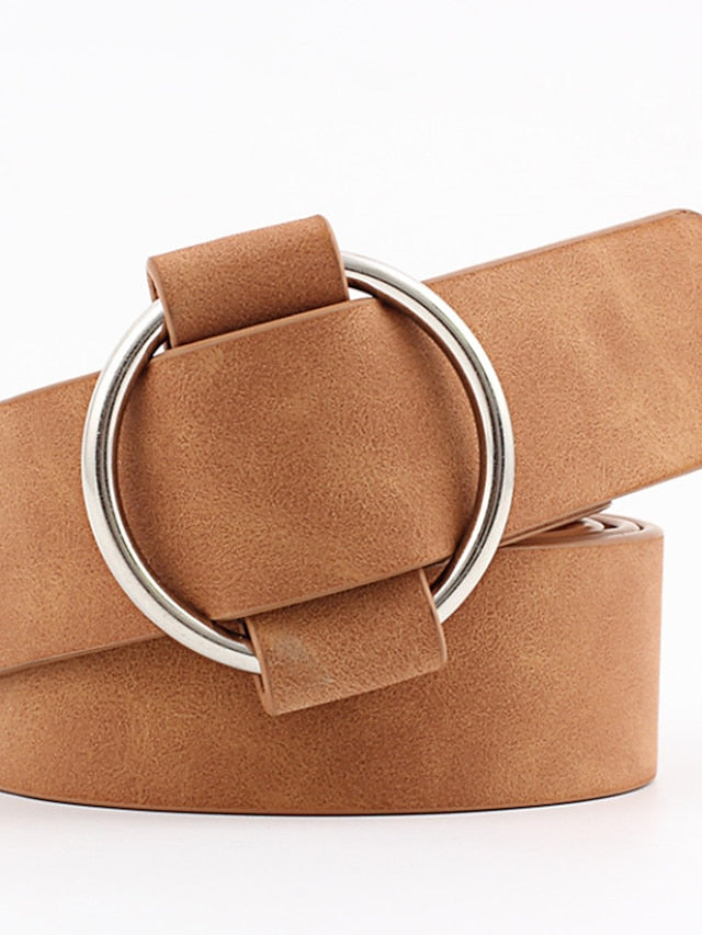 Unisex PU Buckle Belt PU Leather O-ring Buckle O-ring Casual Classic Daily Holiday Black Brown Beige Coffee for Women