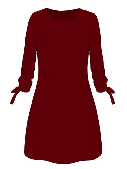 A Line Dress Mini Dress Black White Yellow Long Sleeve Pure Color Patchwork Summer Spring Crew Neck Casual Winter Dress Fall Dress  S M L XL XXL 3XL 4XL for Women