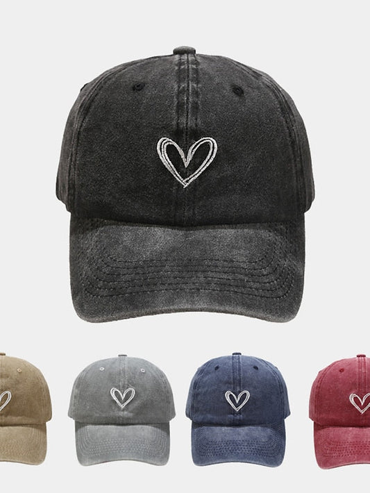 Fashion Outdoor Sport Solid Baseball Caps For Men Women Couple Love Heart Embroidery Snapback Cap Washed Cotton Dad Hat for Women
