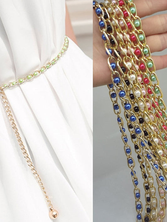 Chain Belt Metal Chain Metal Bucke Geometric Formal Party Daily Green White Black Blue for Women