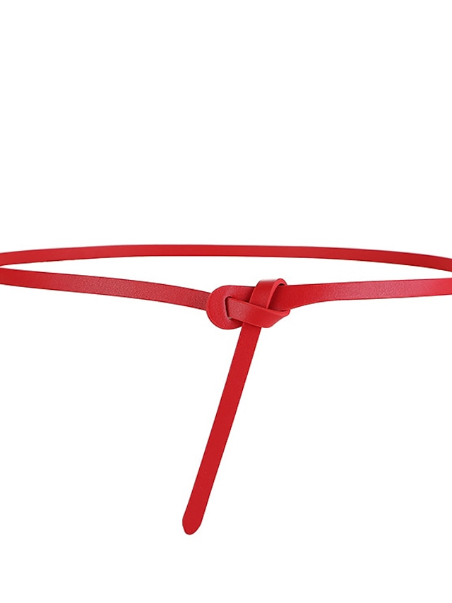 Skinny Belt Party Street Dailywear Holiday Black White Belt Pure Color Red Fall Winter Spring Summer for Women