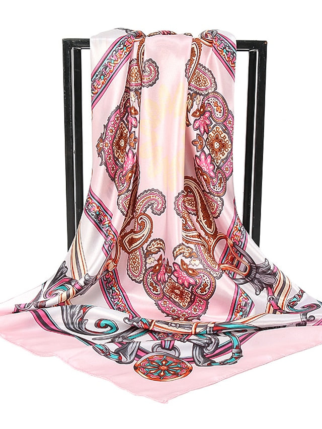 1PC 90*90cm Party / Evening Daily Square Scarf Fashion Beach Women Head Silk Wrap Spring Summer Shawl Ladies Foulard Bandanna Muffler for Women