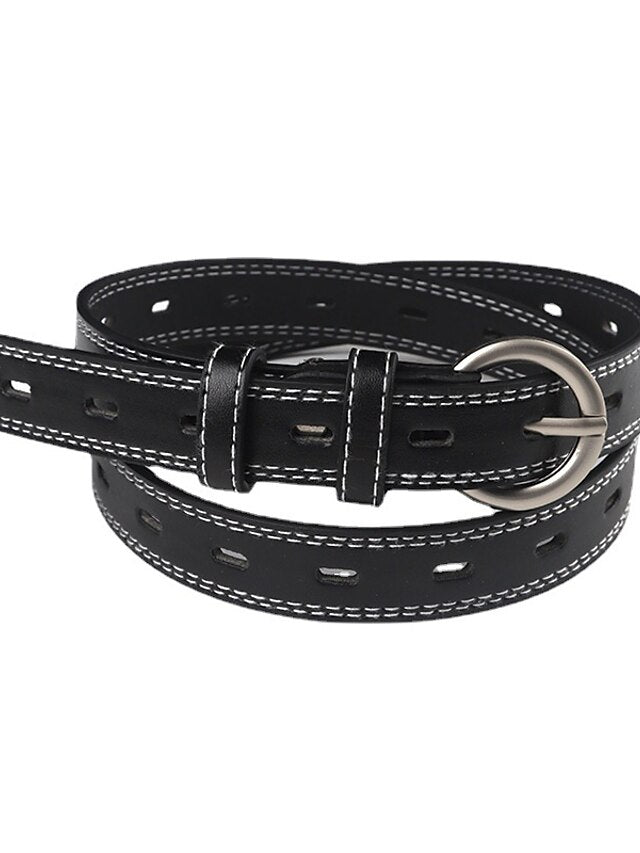 Unisex PU Buckle Belt PU Leather Prong Buckle Plain Casual Classic Party Daily White Black Brown for Women