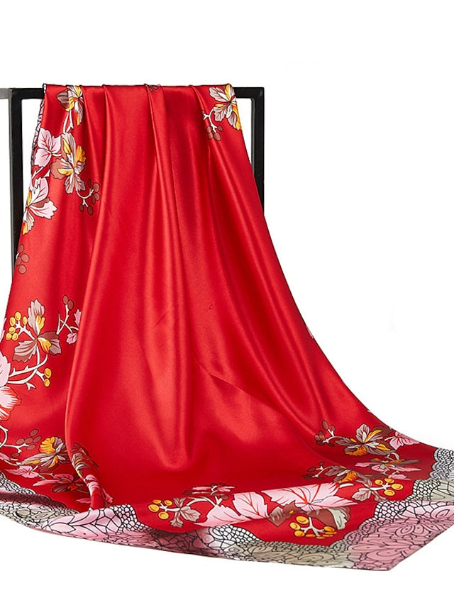 Fashion Shawls Women Daily Bandannas New Print Sunscreen 90X90CM Kerchief Spring Summer Square Silk Scarves for Women
