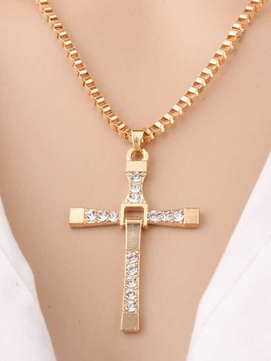 1PC Pendant Necklace For Cubic Zirconia White Gift Daily Alloy Classic Cross for Women