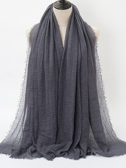 Plain Wrinkle Wrap Cotton Viscose Long Shawl Scarf Women Crinkle Hijab Shawl Muslim Head Hijab Scarf for Women