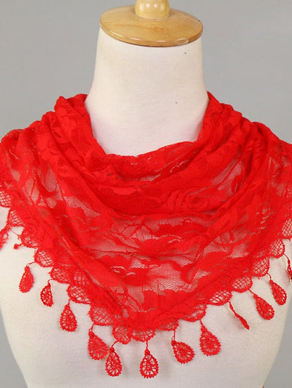 1pcs Solid Triangle Scarf for Church Shawl Catholic Church Prayer Shawl Hollow Floral Spanish Mantilla Lace Veil Wedding Cape for Women for Women