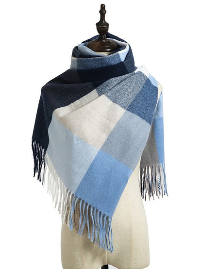 Shawls & Wraps Outdoor Dailywear Holiday Grey Wine Blue Scarf Plaid for Women