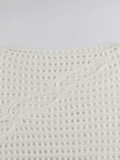 Hollow Out Long Sleeve Knit Crop Top