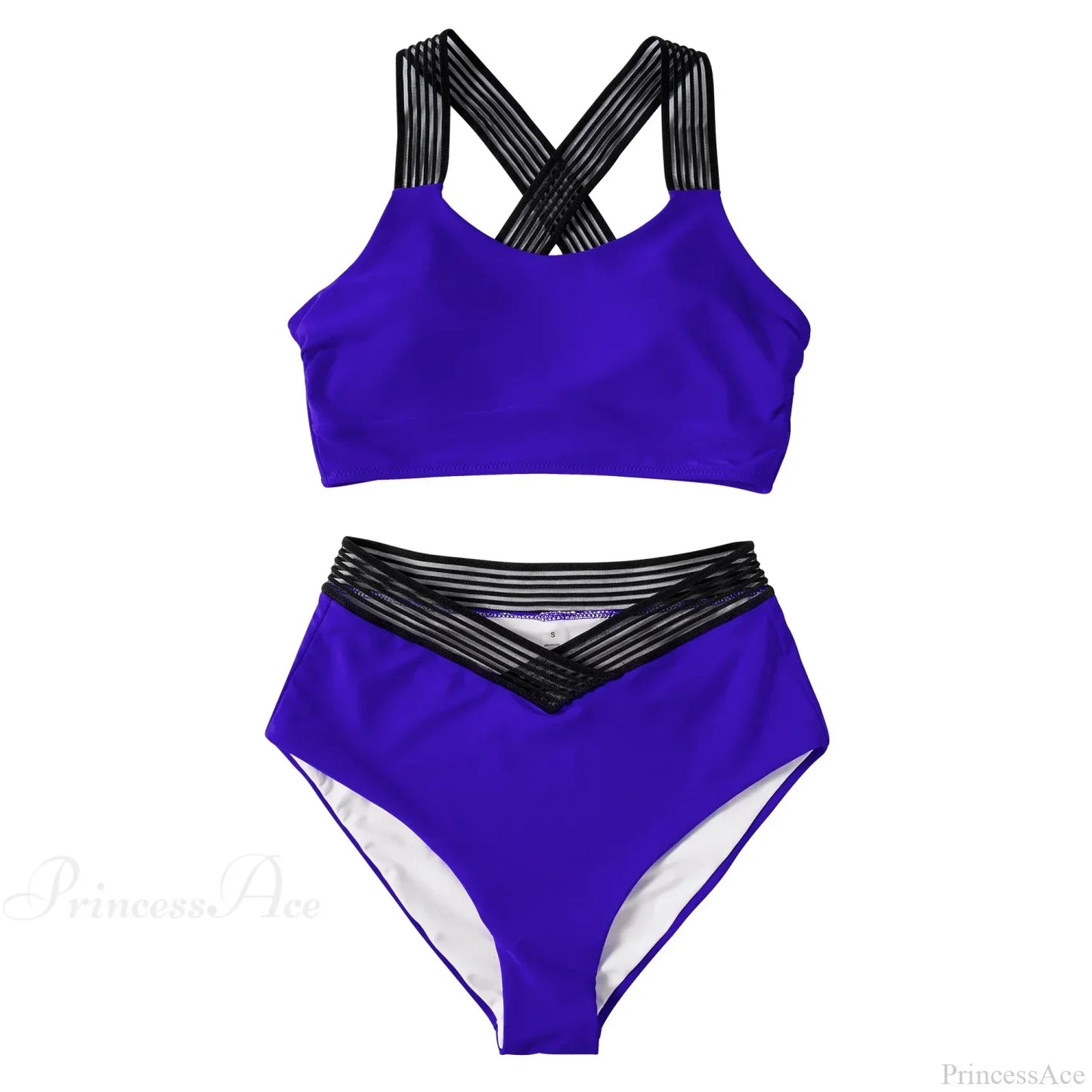 Hollow Solid Color High Waist Two Piece Set