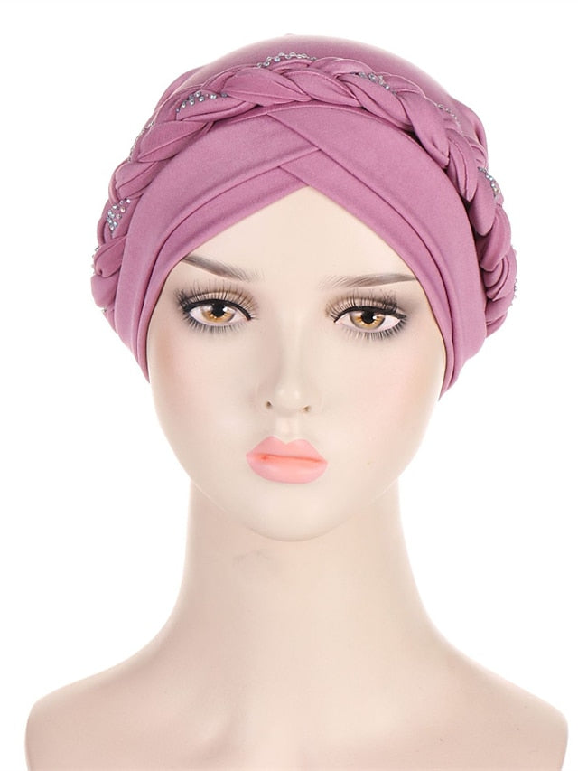 Comfortable Turban Cap for Women Soft Stretch Braid Muslim Hats Female Inner Hijab Caps Indian Bonnet Wrap Head Scarf for Women