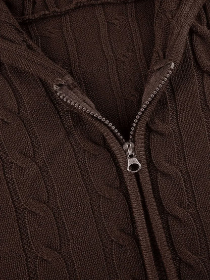 Hooded Button Graceful Front Knit Cardigan