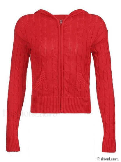 Hooded Cable Knit Cardigan