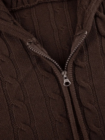 Hooded Cable Knit Cardigan