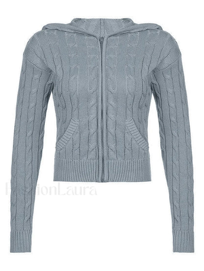 Hooded Cable Knit Cardigan