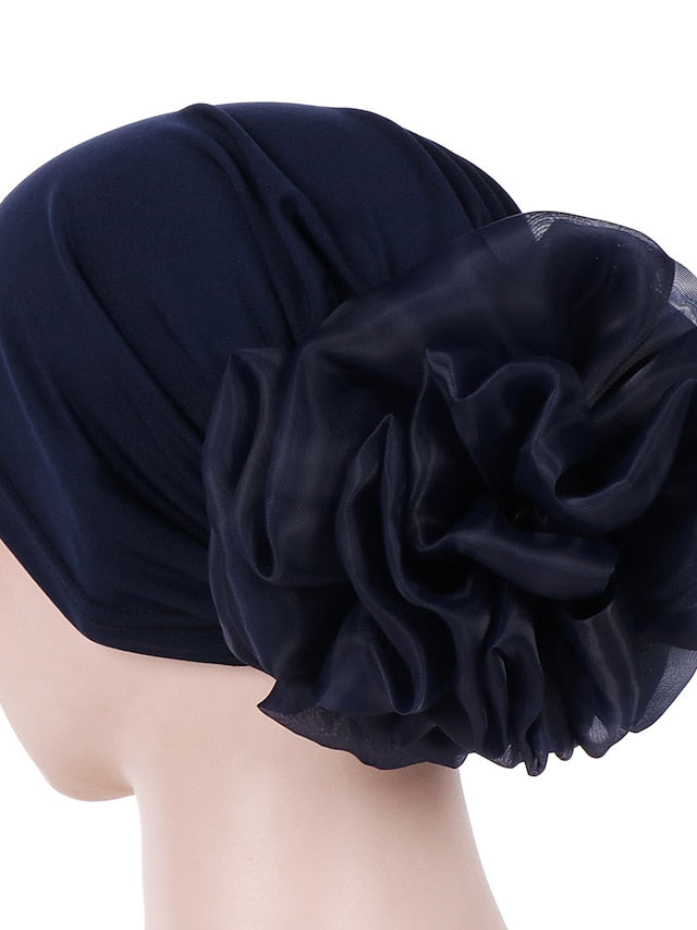 1pcs Women Floral Solid Hat Flower Stretchy Turban Bonnet Ladies Bandanas African Head Wrap for Women