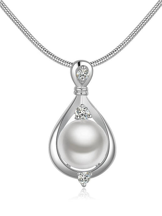 1PC Pendant Necklace Necklace For Pearl White Gift Daily Alloy Classic Drop for Women