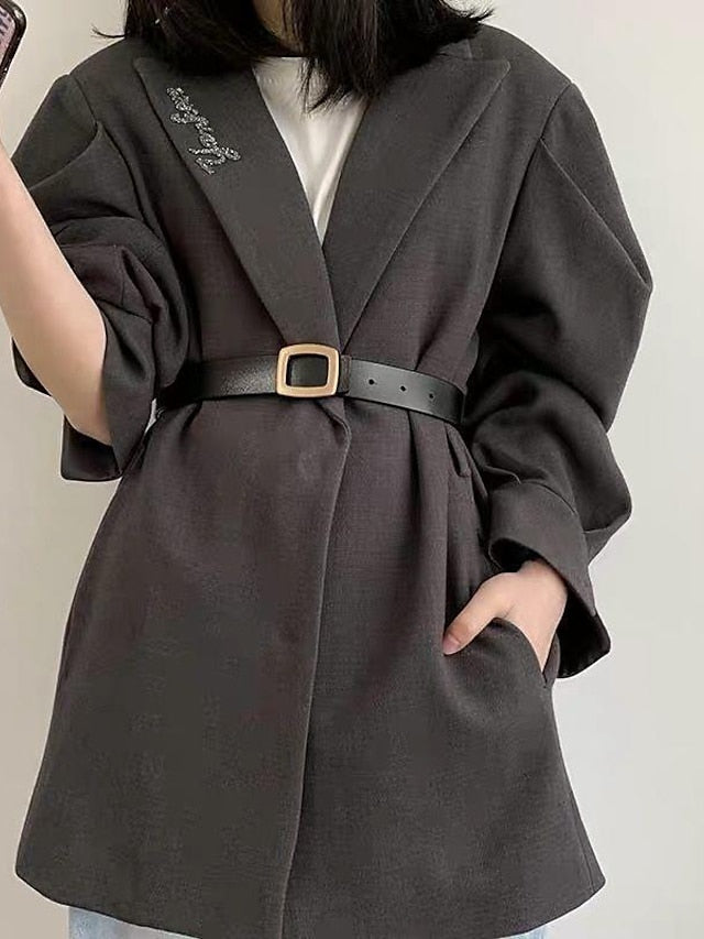 ins retro classic square buckle belt simple wide belt snap button casual jeans jacket coat decoration for Women