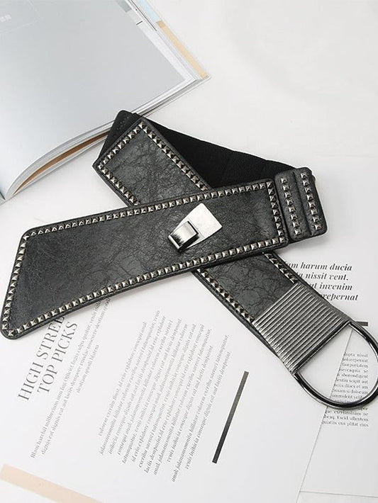 Wide Belt Corset Belt PU Leather Buckle Free Rivet Decor Gothic Vintage Retro Party Daily Black M code (70~90 waist) Black S size (60~80 waist) for Women
