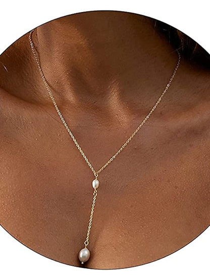 1PC Necklace 14K Gold Plated Zircon Y Lariat Necklaces Long Drop CZ Pendant Y Necklace for Women Dainty Diamond Chain Necklace Fashion Jewelry for Women