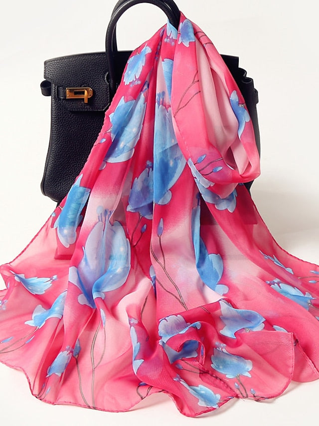 Flower Wrap Shawl Stole Scarf Scarves Holiday Thin Fashion Scarf for Female for Women