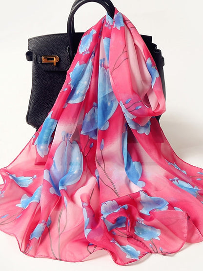 Flower Wrap Shawl Stole Scarf Scarves Holiday Thin Fashion Scarf for Female for Women