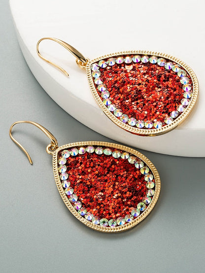 1 Pair Reinstone Sequins Shiny Earrings For Party Evening Daily Prom Alloy Pear Cut for Women
