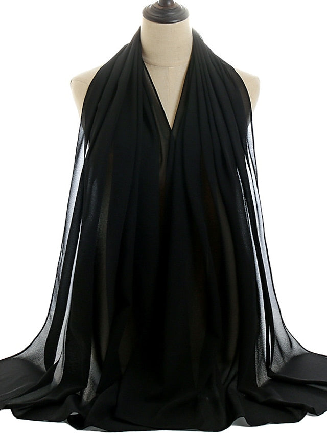 180*75cm Muslim Fashion Chiffon Hijab Scarf Women Scarves Long Shawl Islamic Hijabs Simple Head Scarf Solid Wrap Turban for Women