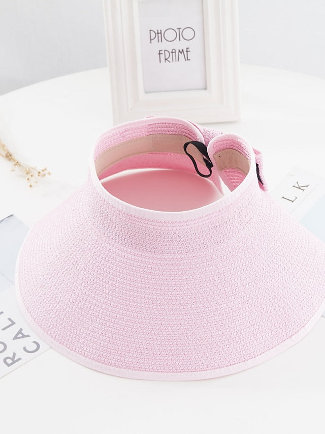 14 Colors Summer Folding Empty Top Hat Straw Hat Sun Hat Beach Hat Sunshade Sun Hat Panama Men's Straw Hat for Women