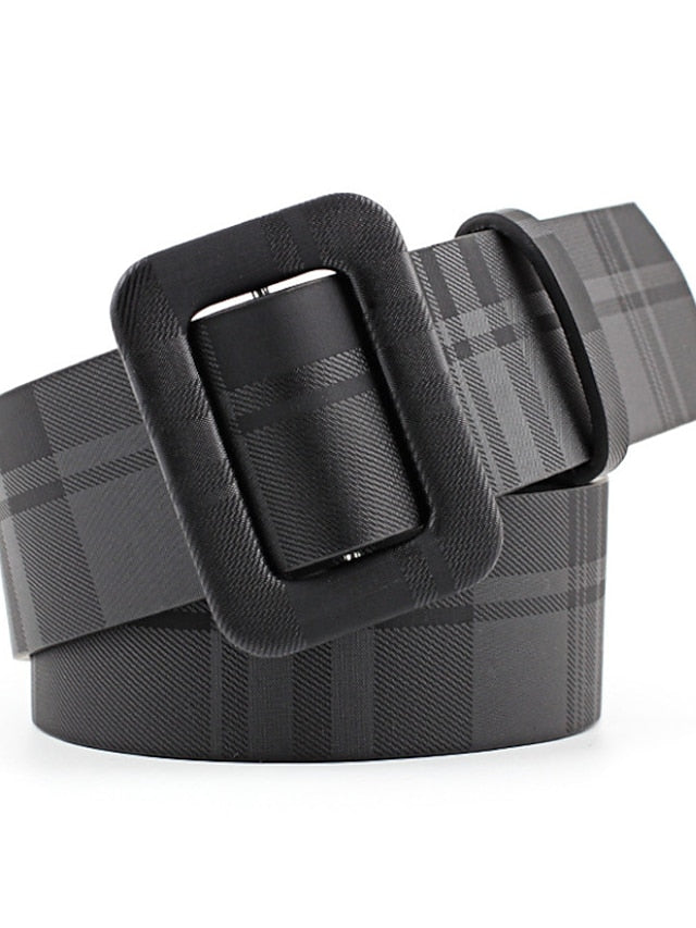 Unisex PU Buckle Belt PU Leather Sliding Buckle Plain Casual Classic Party Daily Black Brown Yellow Beige for Women