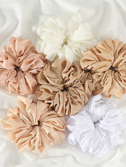 Plain Malaysian Bunch Hair Tie Women Silk Linen Ribbon Wrist Shawl Muslim Hijab Bonnet Volumizing Scrunchie Headband for Women