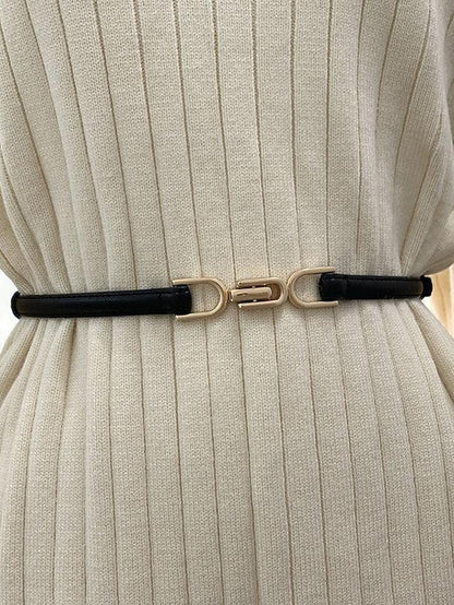 belt female pair buckle adjustable thin belt decoration simple waist mirror belt female pu imitation leather free punch girdle for Women