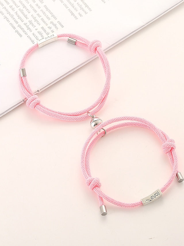 1 Pair Couple's Bracelet Magnetic Adjustable Romantic Series Love Simple Rope Bracelet Jewelry Milan For Gift for Women